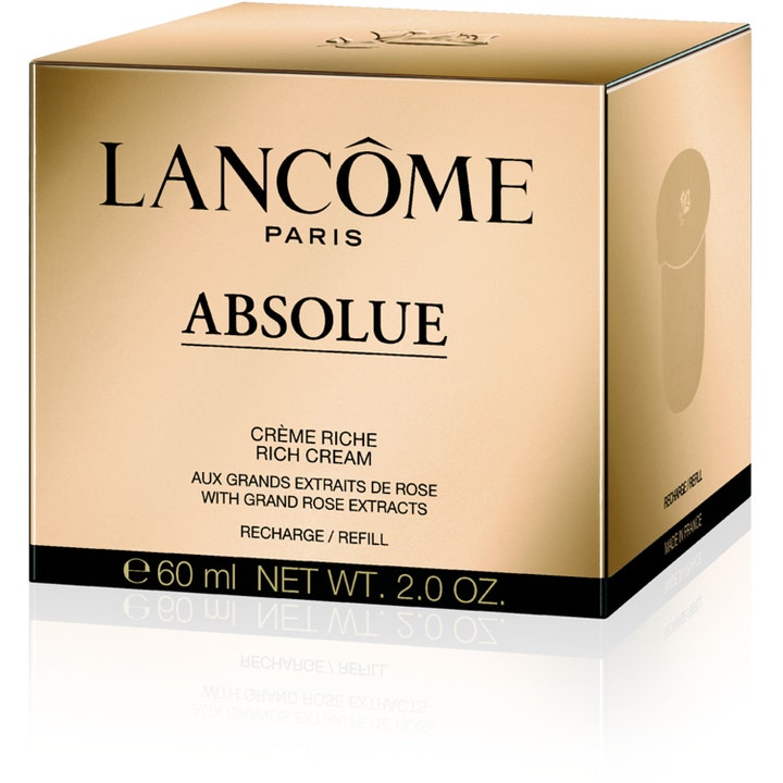 Lancôme Absolue Rich Cream Refill 60 ml fuktighetsgivende dagkrem i gullfarget eske med roseekstrakt