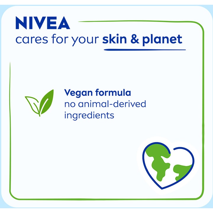 NIVEA Smooth Rice Scrub 75 ml ansiktsskrubb med vegansk formel og informasjon om pleie for hud og planet.