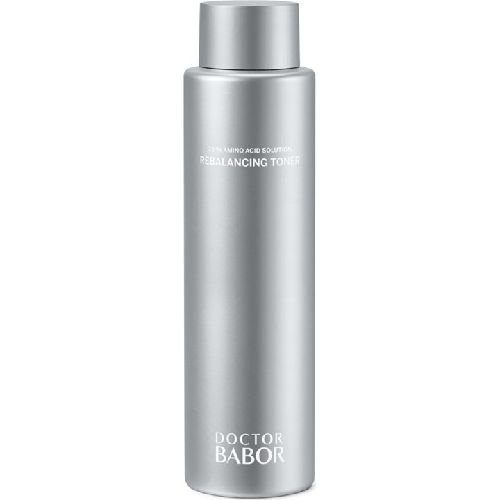 Doctor Babor Rebalancing Toner 200 ml beroligende ansiktsvann i en slank sølvfarget sylindrisk flaske