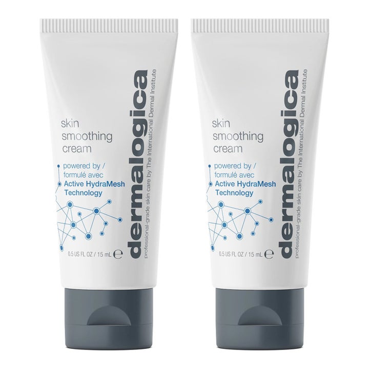 Dermalogica Skin Smoothing Cream 15 ml fuktgivende ansiktskrem i to hvite tuber med grå korker.