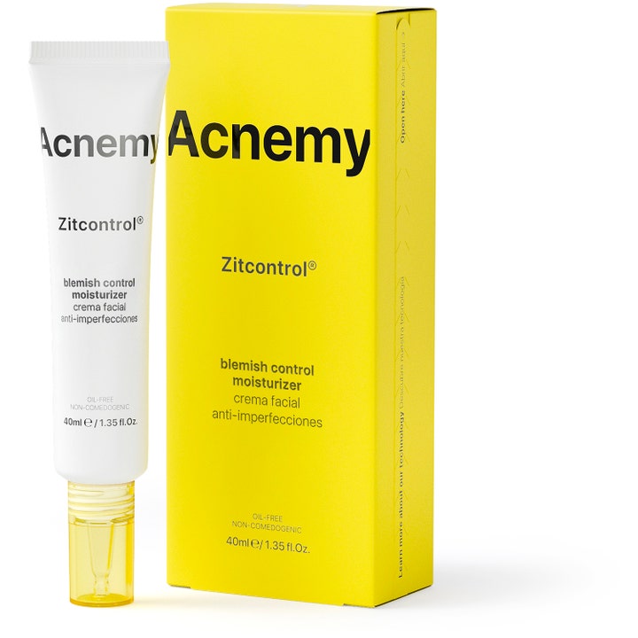 Niche Beauty Lab Acnemy Zitcontrol 40 ml fuktighetskrem mot kviser i hvit tube med gul eske