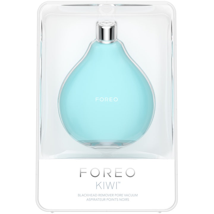Foreo Kiwi 1 stk porerenser som fjerner hudormer i lyseblå dråbeformet design og gjennomsiktig eske