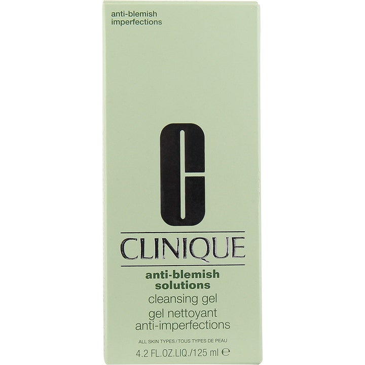 Clinique Anti-Blemish Solutions Cleansing Gel 125 ml rensegel mot urenheter i lysegrønn eske med sølvdetaljer