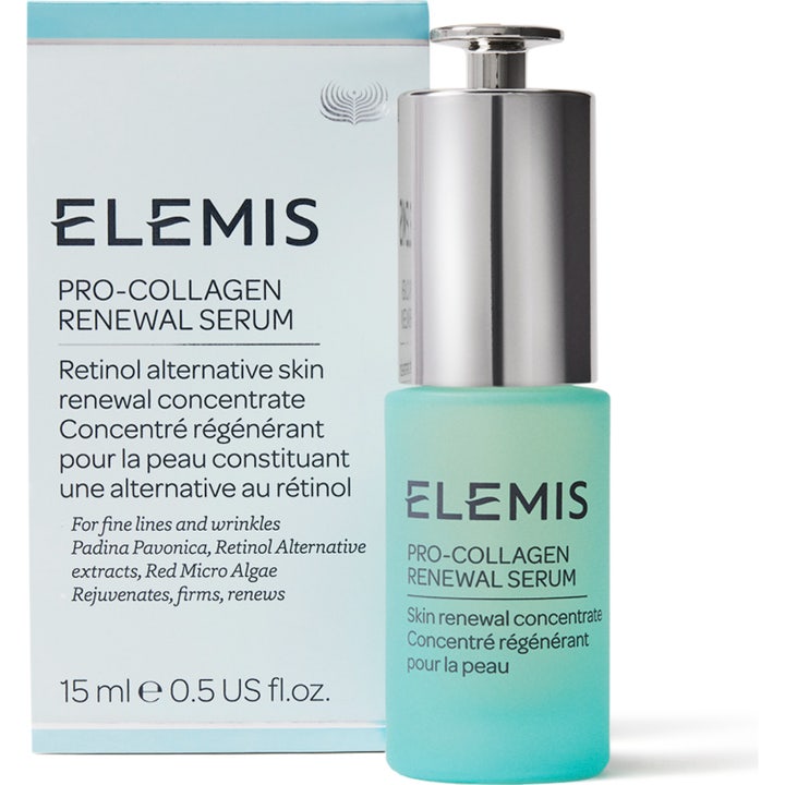 Elemis Pro-Collagen Renewal Serum 15 ml hudfornyende konsentrat i turkis glassflaske med eske.