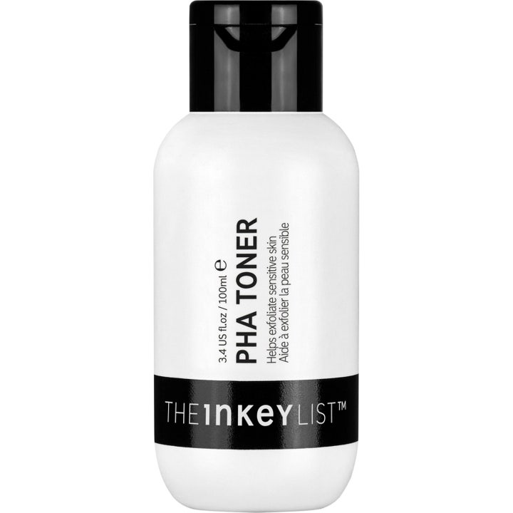 The Inkey List PHA Toner 100ml eksfolierende ansiktstoner for sensitiv hud i hvit plastflaske med sort flippkork