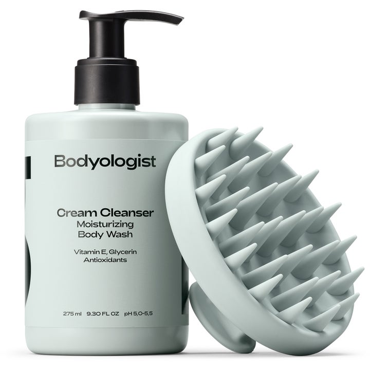 Bodyologist Body Brush 1 stk stimulerende massasjebørste i mintgrønn silikon med myke pigger og matchende flaske