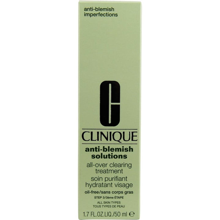 Clinique Anti-Blemish Solutions 50 ml aknebehandling mot urenheter i en lysegrønn eske av papp