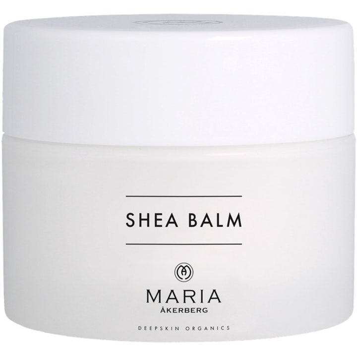 Maria Åkerberg Shea Balm mykgjørende kroppskrem i en frostet hvit krukke med hvitt lokk som gir dyp fuktighet