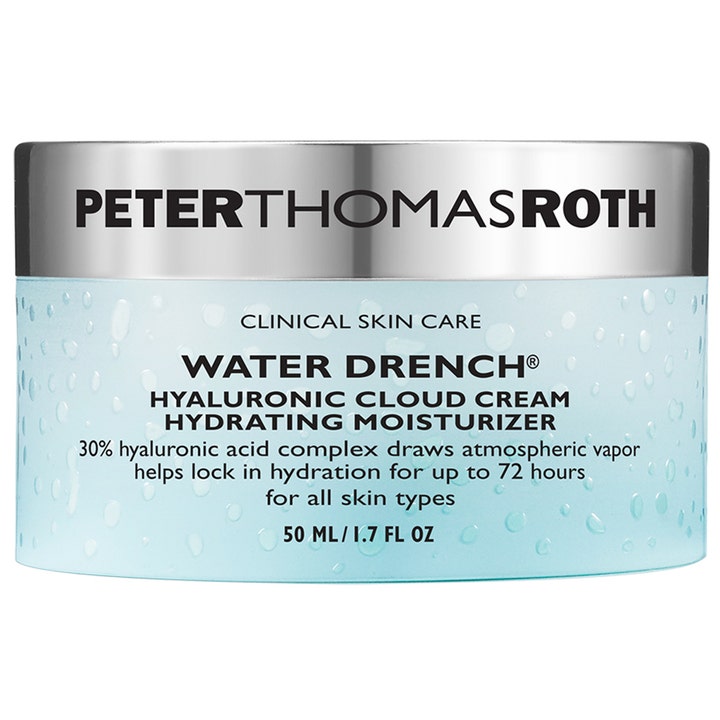 Peter Thomas Roth Water Drench 50 ml fuktighetskrem med hyaluronsyre i lyseblå krukke med sølvlokk