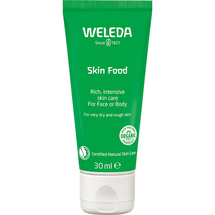 Weleda Skin Food 30 ml fuktighetsgivende krem i grønn tube som gir intens pleie til svært tørr hud.