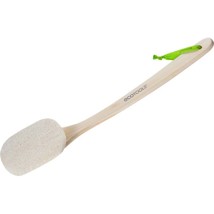 Ecotools Loofah Bath Brush 1 stk eksfolierende badebørste med langt treskaft og naturlig loofah-svamp