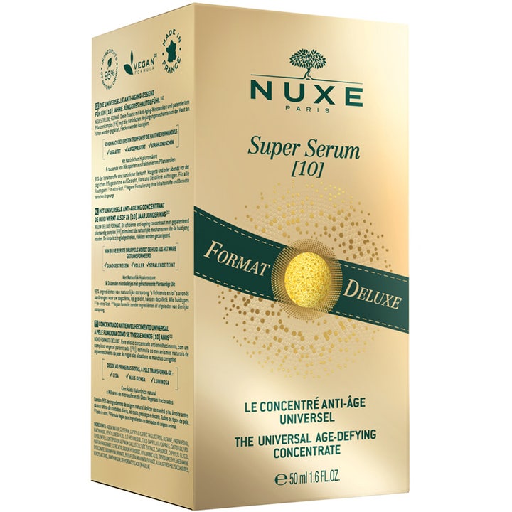 Nuxe Super Serum 50 ml anti-age ansiktsserum i hvit Format Deluxe-eske med gullfargede detaljer og vegansk formel