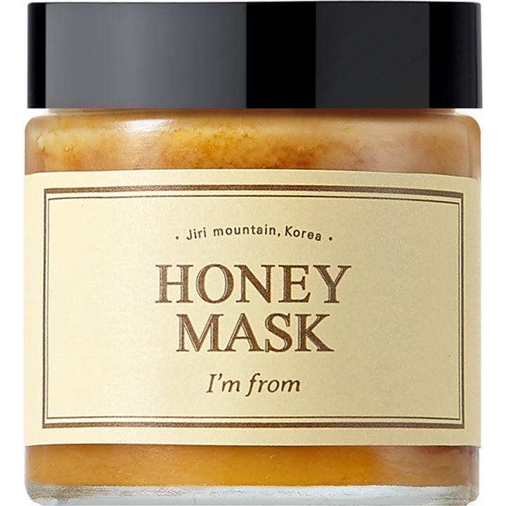 I'm from Honey Mask 120g nærende ansiktsmaske i en glasskrukke med sort lokk og gyllen honningtekstur