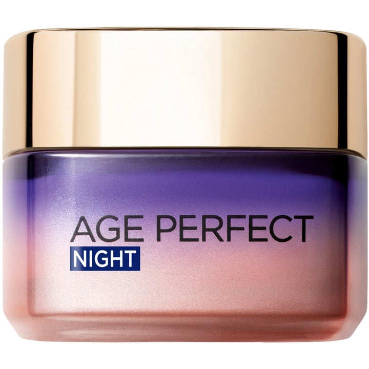 L'Oréal Paris Age Perfect Midnight Cream 50 ml nattkrem i lilla glasskrukke med gullfarget lokk