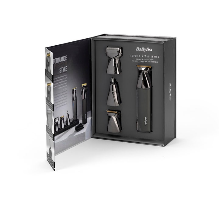 BaByliss Super X Metal 15 in 1 Multi-Trimmer 1 stk skjeggtrimmer i sort gaveeske med utskiftbare hoder.