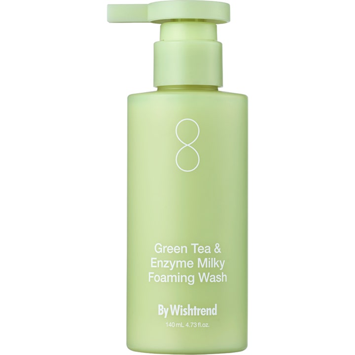By Wishtrend Green Tea & Enzyme Milky Foaming Wash 140 ml rensende ansiktsvask i lysegrønn pumpeflaske