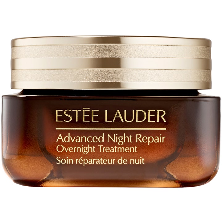 Estée Lauder Advanced Night Repair Overnight Treatment gjenoppbyggende nattbehandling i brun glasskrukke med gulllokk
