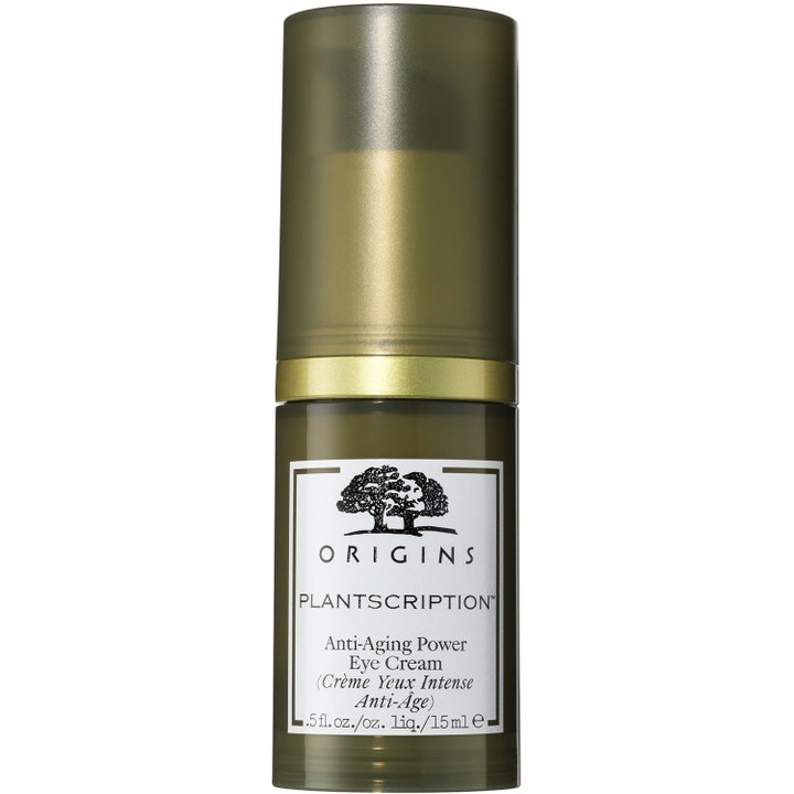 Origins Plantscription Anti-Aging Power Eye Cream 15 ml øyekrem mot aldringstegn i grønn pumpeflaske med gulldetaljer