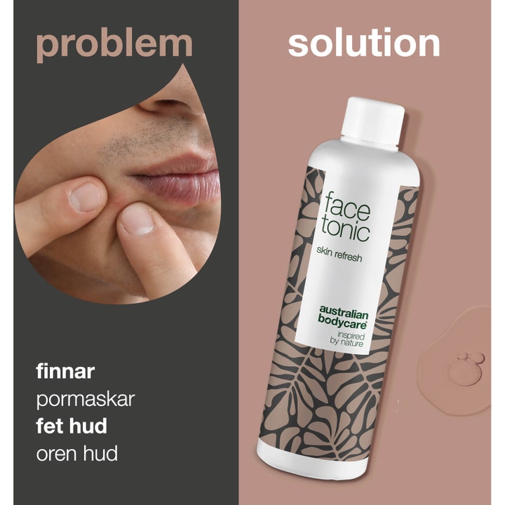 Australian Bodycare Face Tonic 150 ml toner mot kviser og uren hud med bilde av ansikt og produktflaske