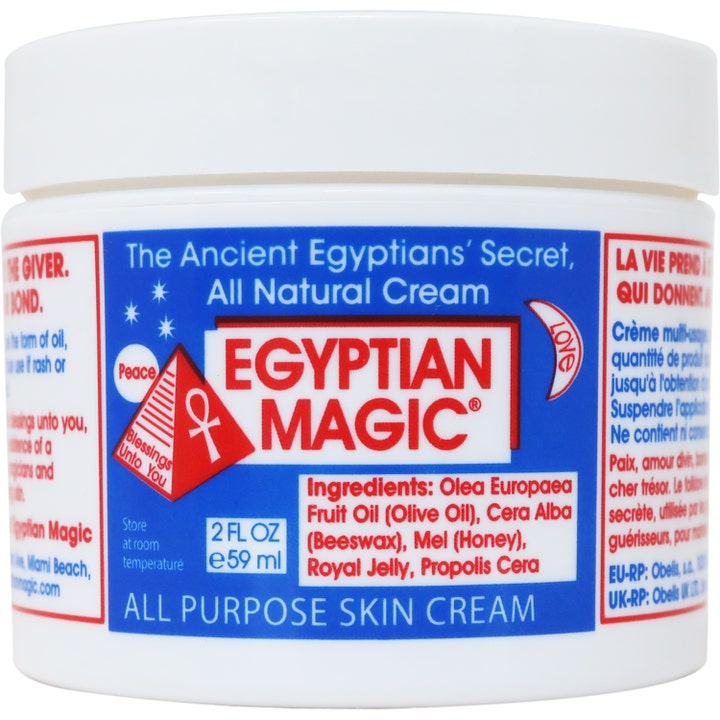 Egyptian Magic All Purpose Skin Cream 59 ml pleiende universalkrem i hvit krukke med blå og rød etikett.