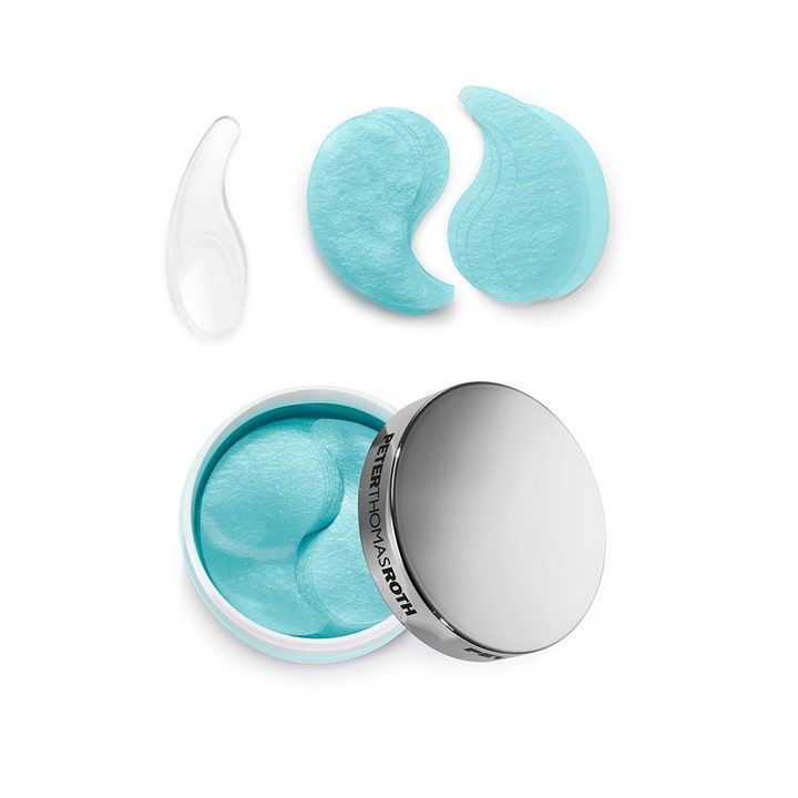 Peter Thomas Roth Water Drench Eye Patches 30 stk fuktighetsgivende lyseblå øyemasker i krukke med sølvlokk og spatel
