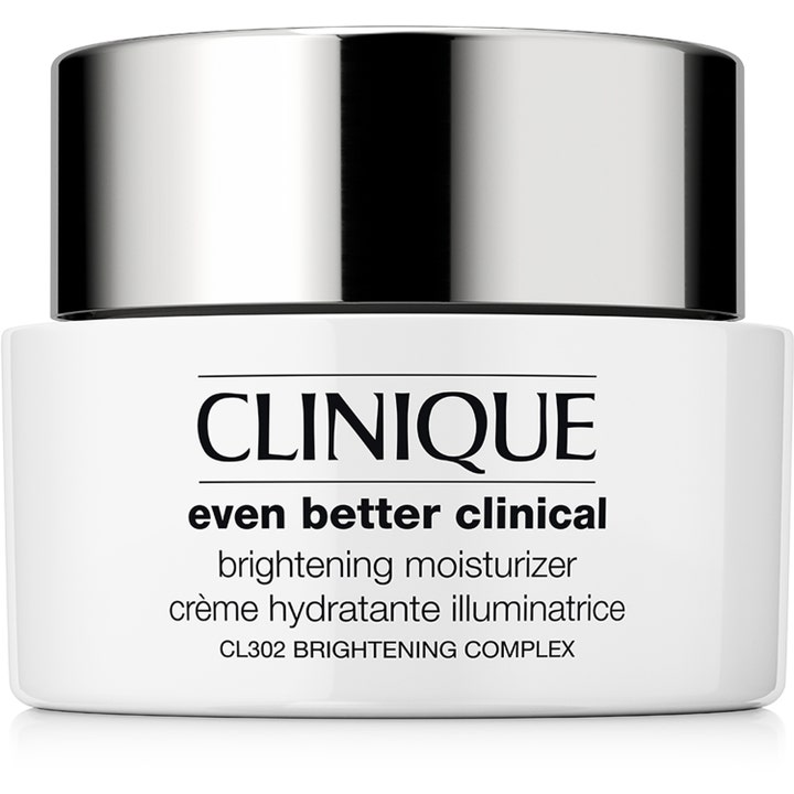 Clinique Even Better Clinical Brightening Moisturizer 50ml glødgivende ansiktskrem i hvit krukke med sølvfarget lokk