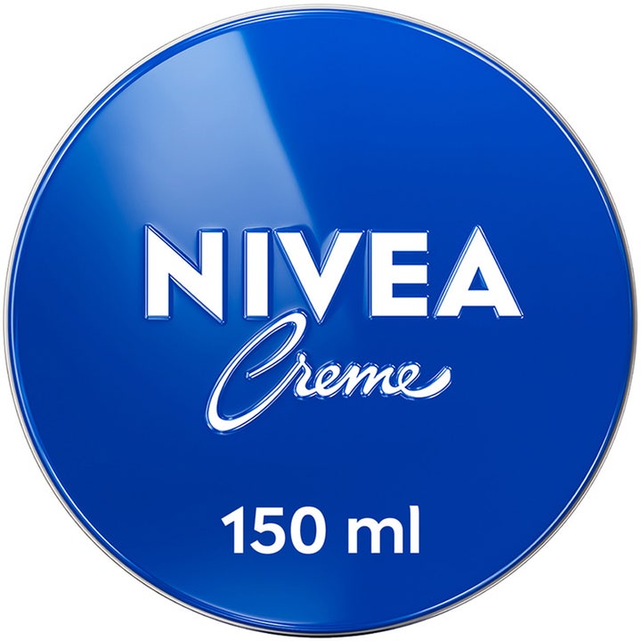 Nivea Creme 150 ml fuktighetsgivende hudkrem i en ikonisk rund blå metallboks med hvit skrift