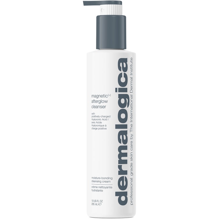 Dermalogica Magnetic Afterglow Cleanser 295 ml fuktighetsgivende ansiktsrens i hvit pumpeflaske med grå detaljer