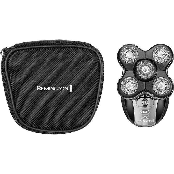 Remington XR1500 Ultimate Series RX5 Head Shaver 1 stk gir glatt hode med fem skjærehoder og svart reiseetui