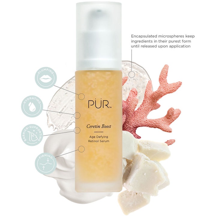 PÜR Ceretin Boost Age Defying Retinol Serum 30 ml pleiende hudserum i frostet glassflaske med gule mikrokapsler