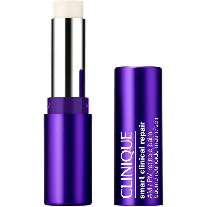Clinique Smart Clinical Repair AM/PM Retinoid Balm lilla stift mot rynker med hvit kjerne og sølvfarget hylse