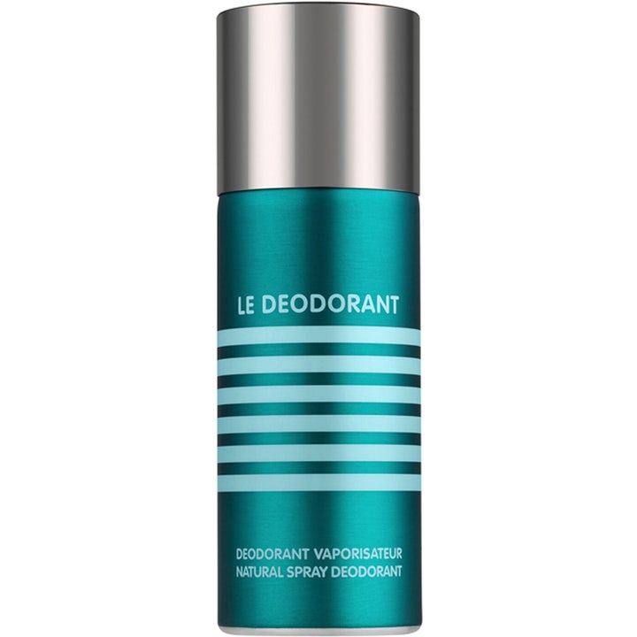 Jean Paul Gaultier Le Male Deodorant Spray 150 ml i turkis metallbeholder med sølvlokk gir en frisk følelse.