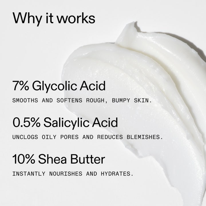 The INKEY List Glycolic Acid Exfoliating Body Stick 45 g hvit tekstur med 7% glykolsyre som jevner ut huden