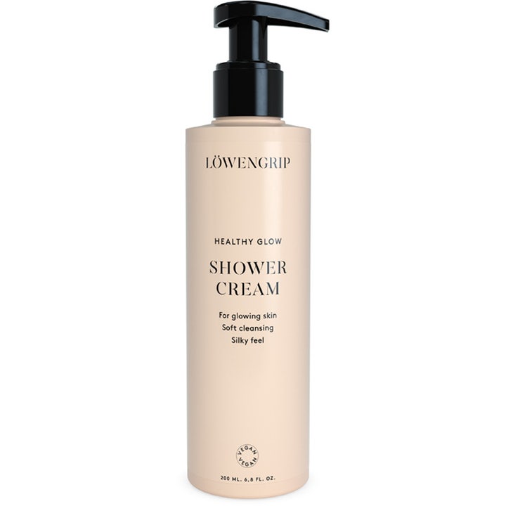 Löwengrip Healthy Glow Shower Cream 200 ml dusjkrem som gir naturlig glød i en beige flaske med svart pumpe