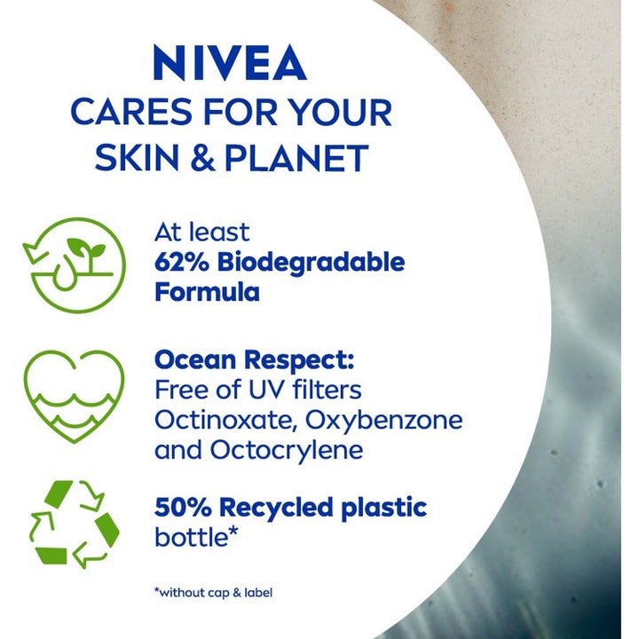 NIVEA Sun Sensitive Immediate Protect 200 ml solkrem med biologisk nedbrytbar formel og resirkulert plastflaske.