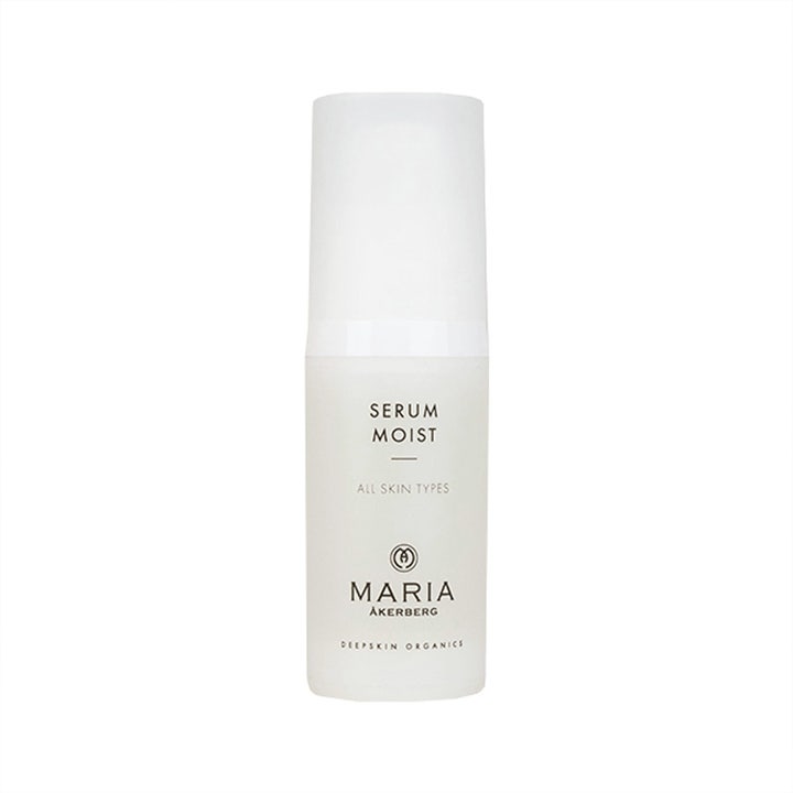 Maria Åkerberg Serum Moist 30 ml fuktighetsgivende ansiktsserum i hvit sylinderformet flaske med pumpe