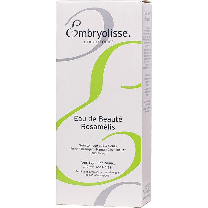 Embryolisse Eau de Beauté Rosamélis 200 ml pleiende toner i hvit eske med grønne og grå detaljer