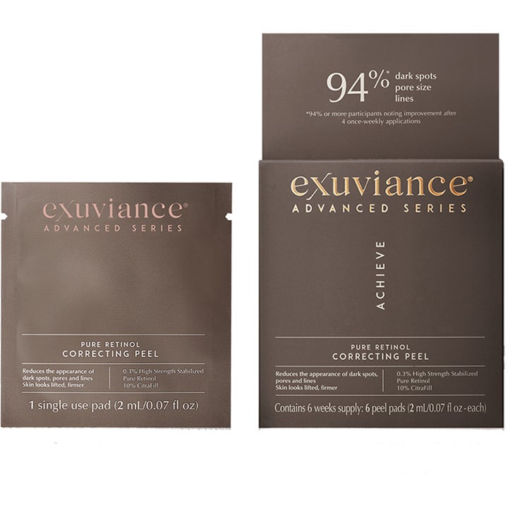 Exuviance Pure Retinol Correcting Peel 6 stk ansiktspeeling i mørkebrune poser og eske