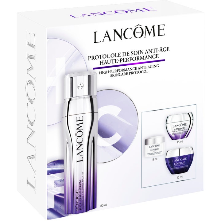 Lancôme Rénergie H.C.F. Triple Serum Face Routine Set 1 stk antiage ansiktspleie hvit eske med lilla og sølvfarget innhold