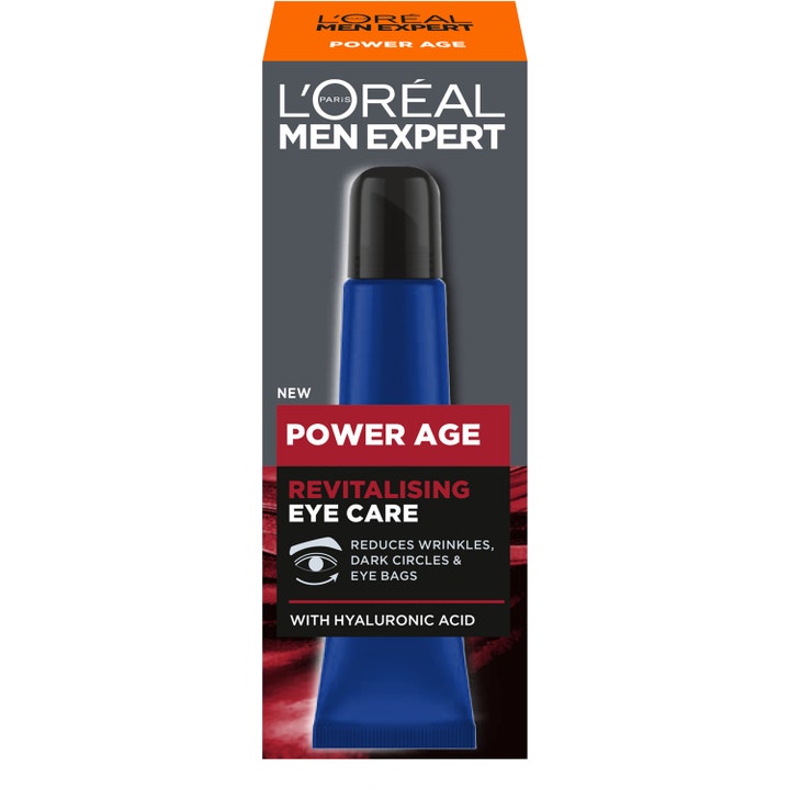 L'Oréal Paris Men Expert Power Age 15 ml øyekrem med hyaluronsyre i blå tube som reduserer mørke ringer