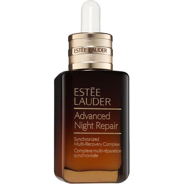 Estée Lauder Advanced Night Repair 50ml ansiktsserum som gir glød i brun glassflaske med gullkork