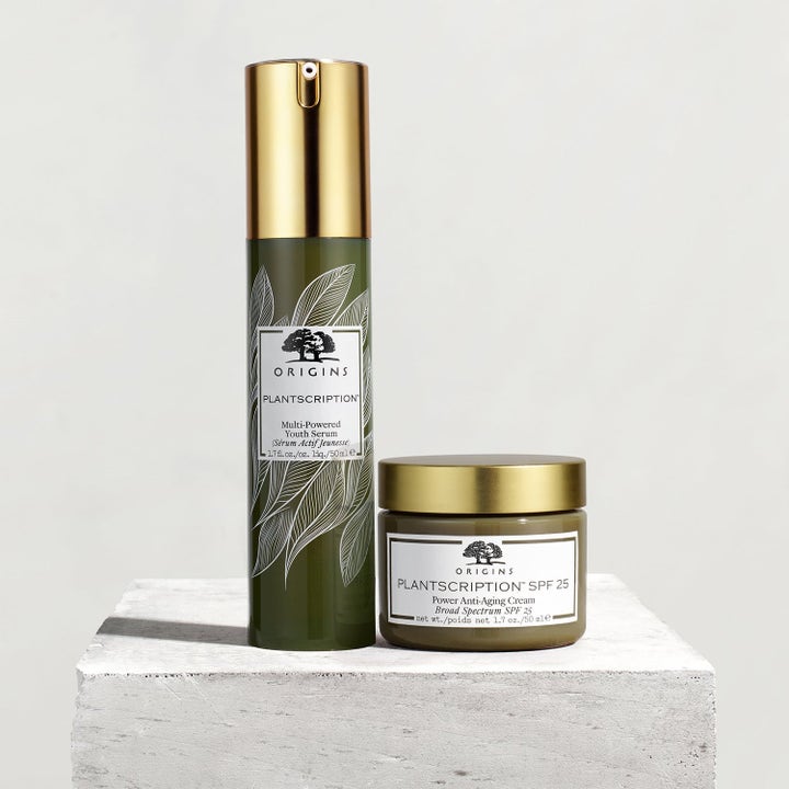 Origins Plantscription Duo 100 ml anti-age serum og ansiktskrem med SPF 25 i grønn innpakning med gulldetaljer