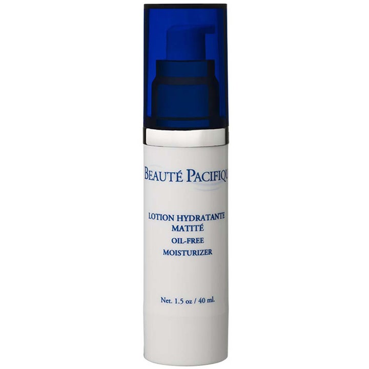 Beauté Pacifique Lotion Hydratante Matité 40 ml oljefri fuktighetskrem i hvit pumpeflaske med blå gjennomsiktig kork