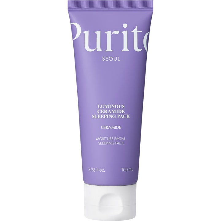Purito Dermide Cica Barrier Sleeping Pack 80 ml beroligende nattmaske i lilla tube som gir dyp fuktighet