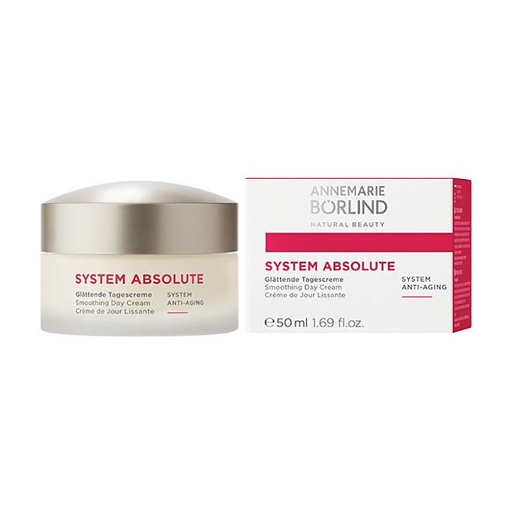 Annemarie Börlind System Absolute 50 ml glattende dagkrem i krukke av frostet glass med sølvlokk