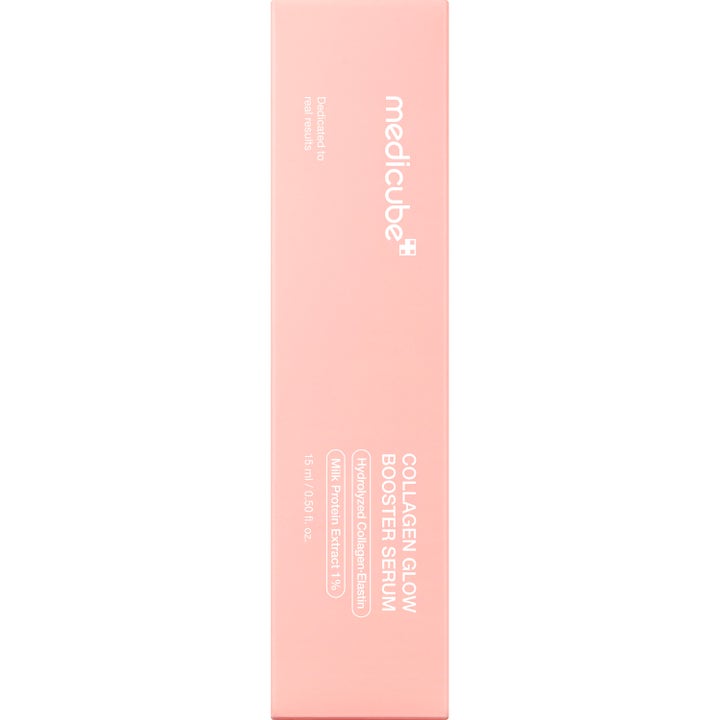Medicube Collagen Glow Booster Serum 15 ml ansiktsserum i rosa eske med kollagen og elastin for glød