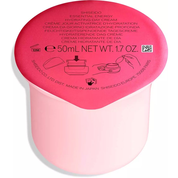 Shiseido Essential Energy Hydrating Day Cream 50ml fuktighetsgivende dagkrem i rosa refill-beholder med segl.