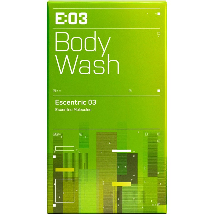 Escentric Molecules Escentric 03 Body Wash 200 ml frisk dusjsåpe i limegrønn eske med hvit tekst og grafikk