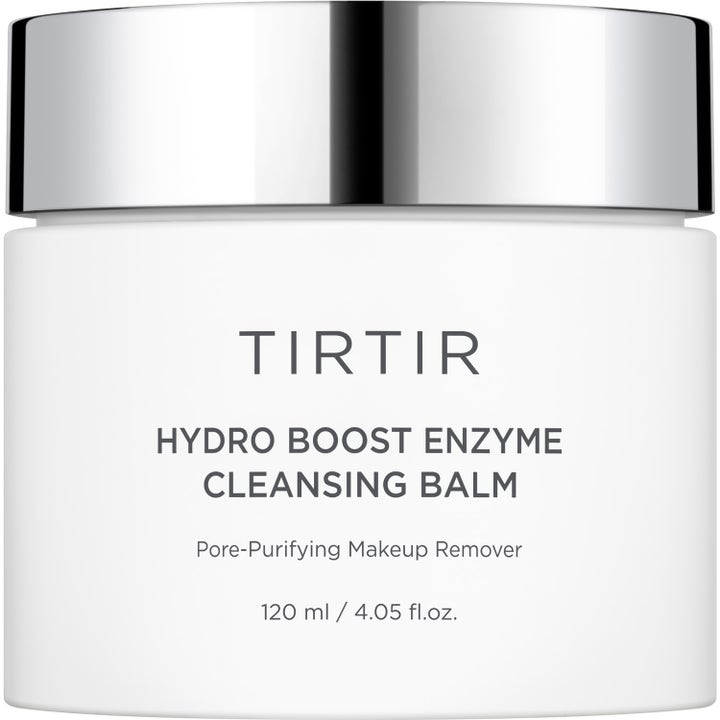 TIRTIR Hydro Boost Enzyme Cleansing Balm 120 ml renser porer i hvit krukke med elegant sølvlokk.