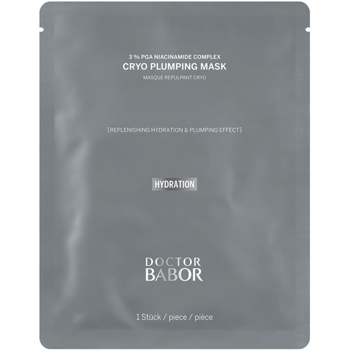 Doctor Babor Cryo Plumping Mask 1 stk fuktighetsgivende ansiktsmaske med niacinamide i en grå sachet